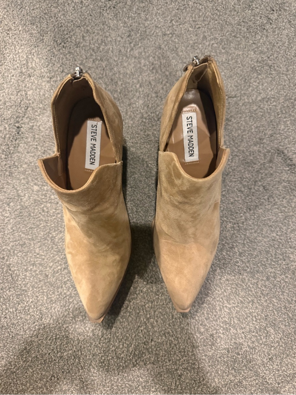 Steve Madden Tan Suede Pointed Toe Ankle Booties
